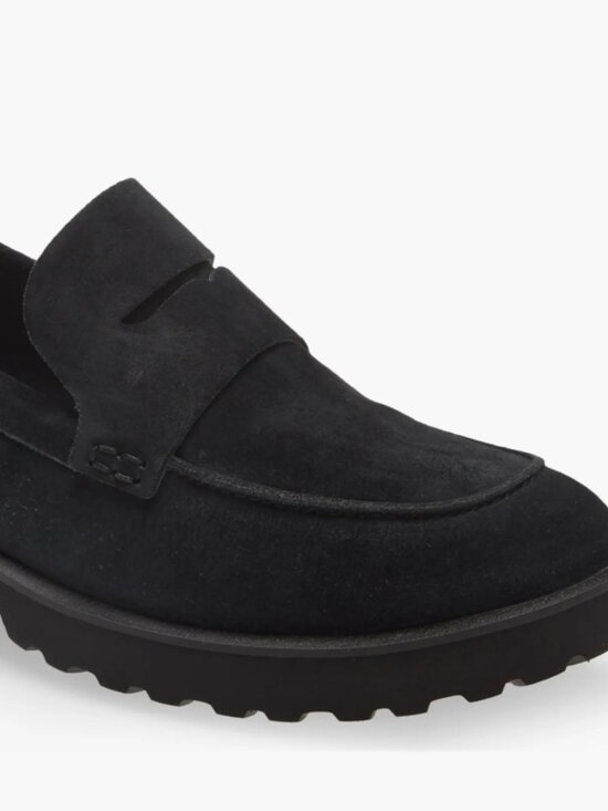 Cole Haan Shoes - Cole Haan Newburg Lug Sole Penny Loafer, Black Suede Size 5.5